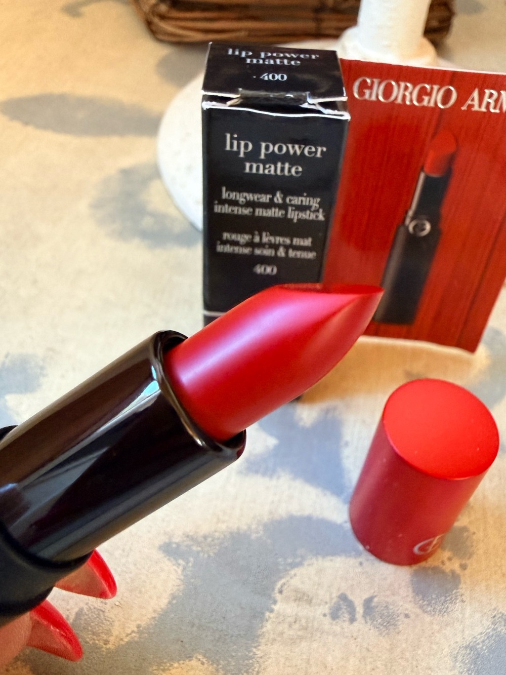 Giorgio Armani Lip Power Matte 400 - travel size red lip color NEW